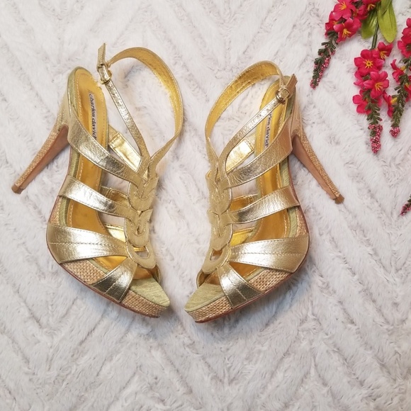 Charles David Shoes - Charles David Gold Sandals Heels Size 8